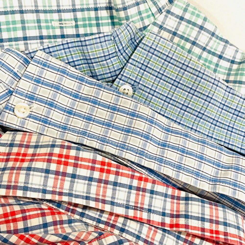 ~ Vineyard Vines BundleOf4 of Boys M 12-14 Shirts Button Long Sleeve Cotton Plai